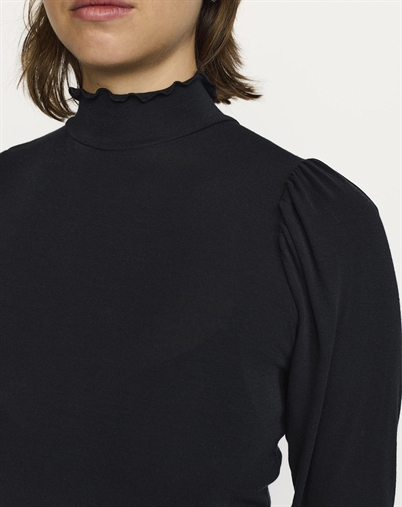 Soft Rebels - SRRoman Frill Langærmet Trøje - Black